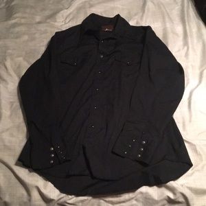 Black Cowboy Style Button Up Shirt